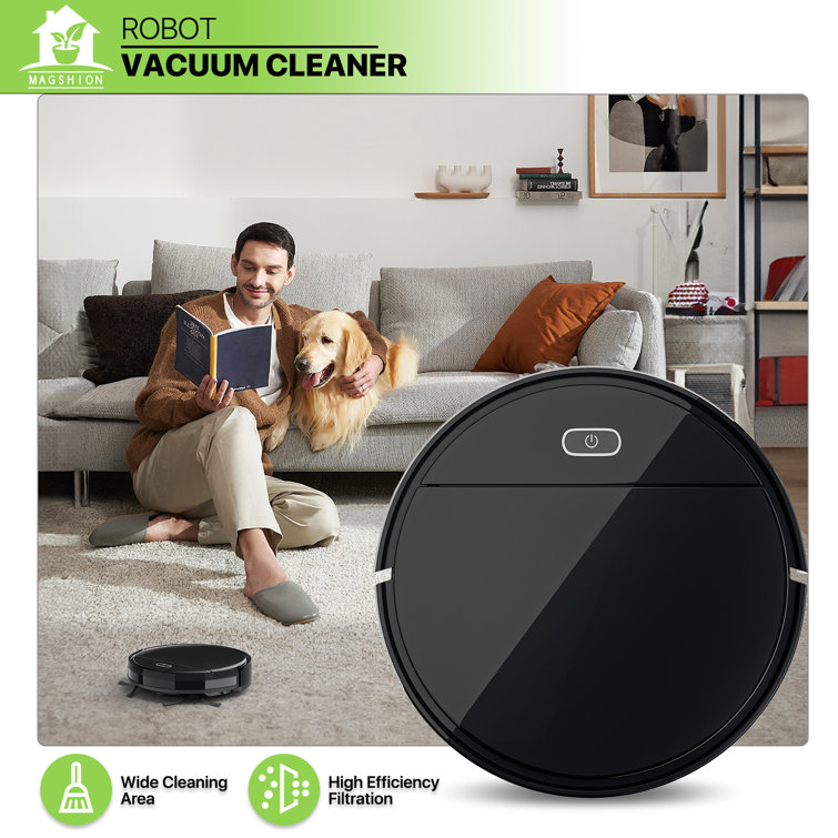 Black Cordless Bagless Robot Vacuum with HEPA Filter
