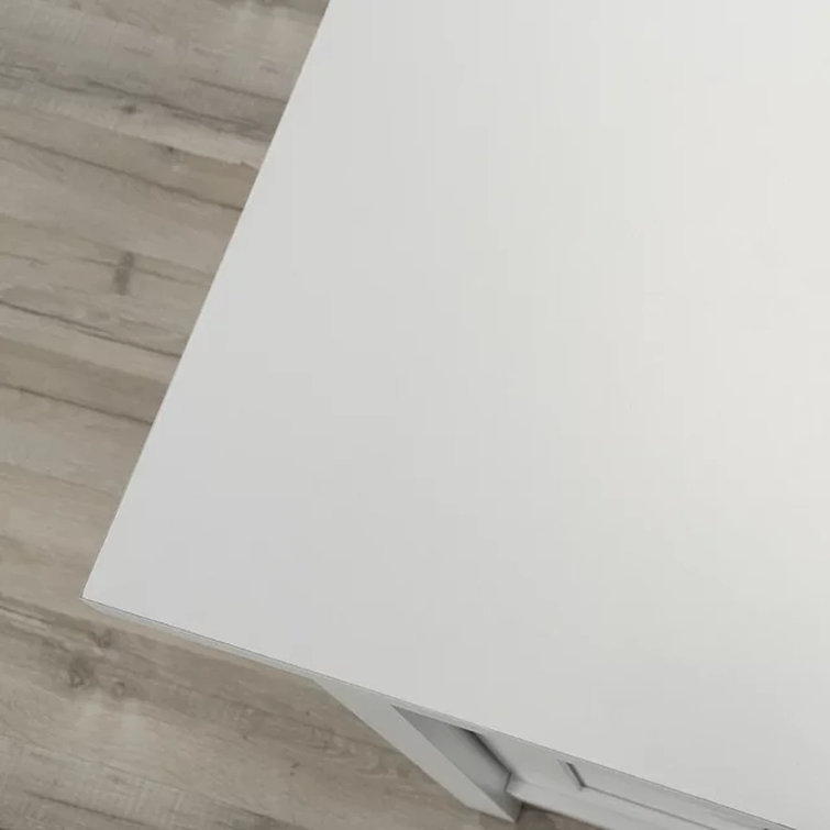 Soft White L-Shaped Executive Desk with Drawer and Filing Cabinet