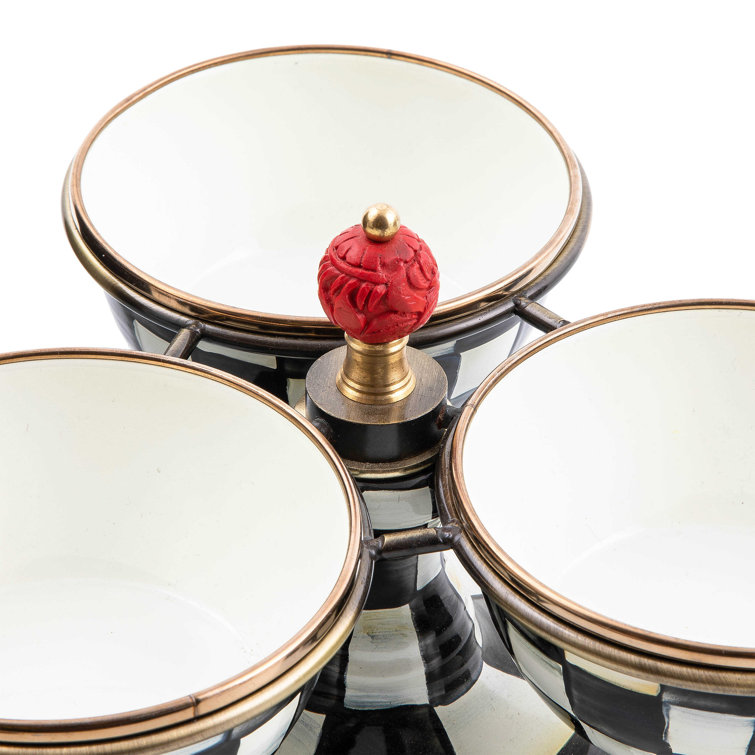 Multi-Color Enamel Round Compartment Bowl Dish