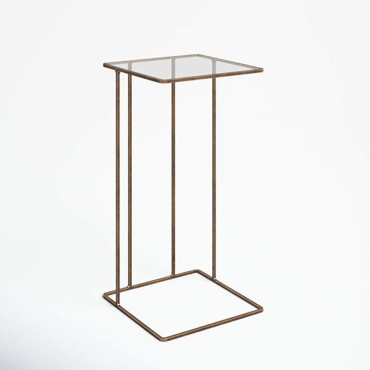 Antique Gold and Glass Square Accent Table