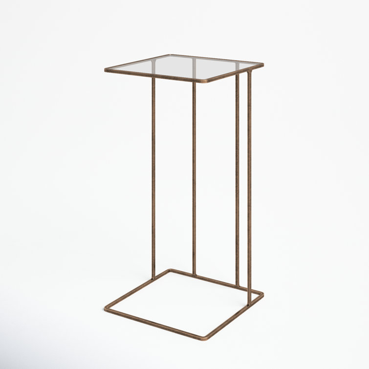 Antique Gold and Glass Square Accent Table