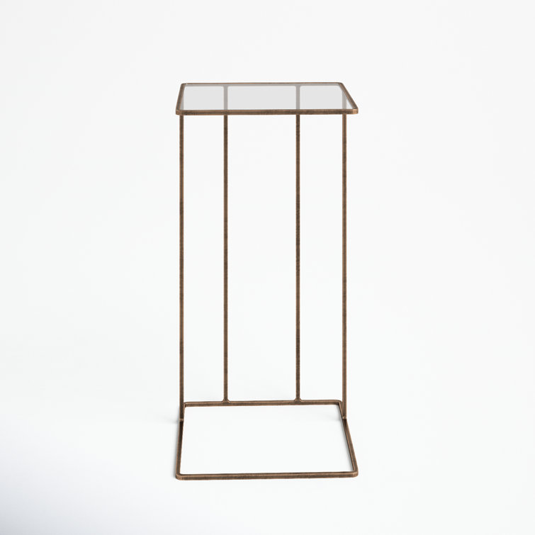 Antique Gold and Glass Square Accent Table