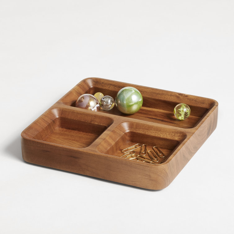 Acacia Wood Beveled Desk Organizer Tray