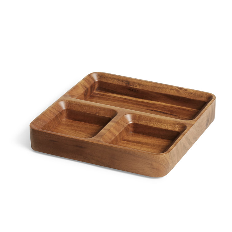 Acacia Wood Beveled Desk Organizer Tray