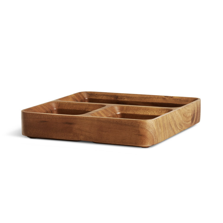 Acacia Wood Beveled Desk Organizer Tray