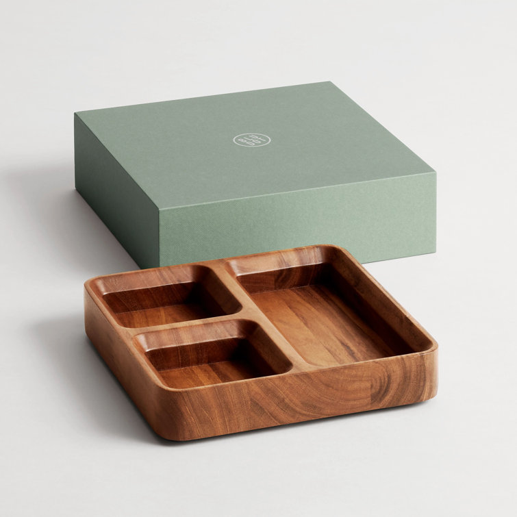 Acacia Wood Beveled Desk Organizer Tray