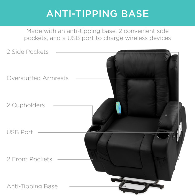Black Faux Leather Heavy Duty Massage Recliner Chair