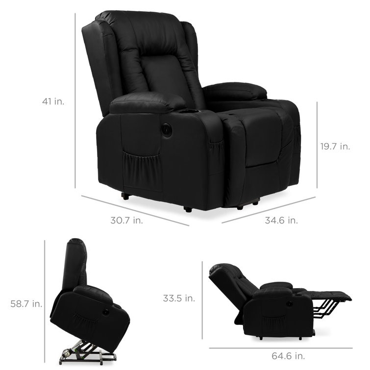 Black Faux Leather Heavy Duty Massage Recliner Chair