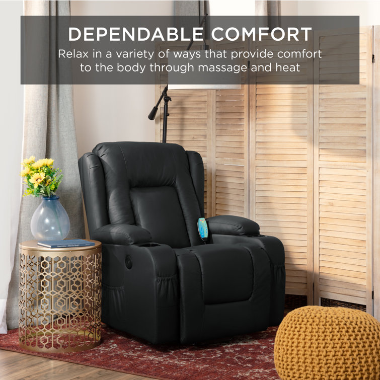 Black Faux Leather Heavy Duty Massage Recliner Chair