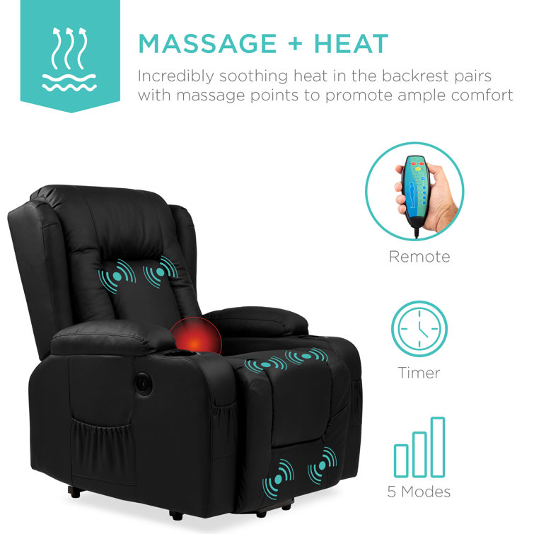 Black Faux Leather Heavy Duty Massage Recliner Chair