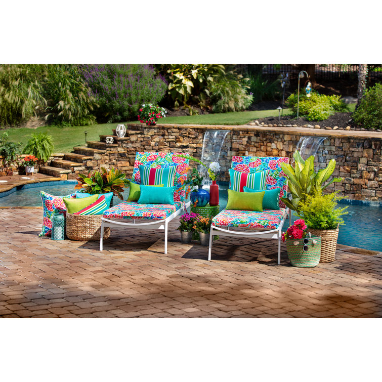 Lime Green Reversible Indoor/Outdoor Throw Pillows, 16.5" Set of 2