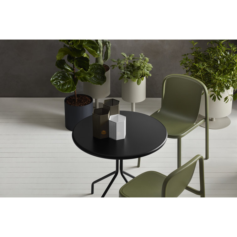 Tomato Red Metal and Wood Stackable Chair