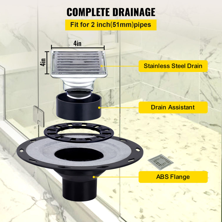 Gray Rectangular Single Shower Base with Round Drain