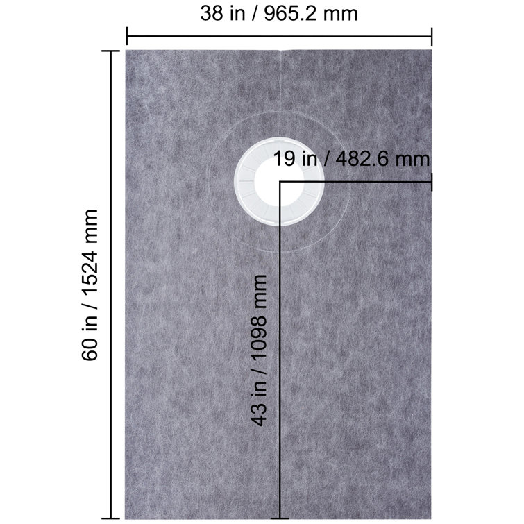 Gray Rectangular Single Shower Base with Round Drain