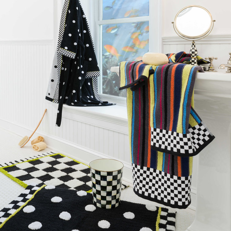 Courtly Check 21" x 34" Cotton Handmade Modern Bath Rug