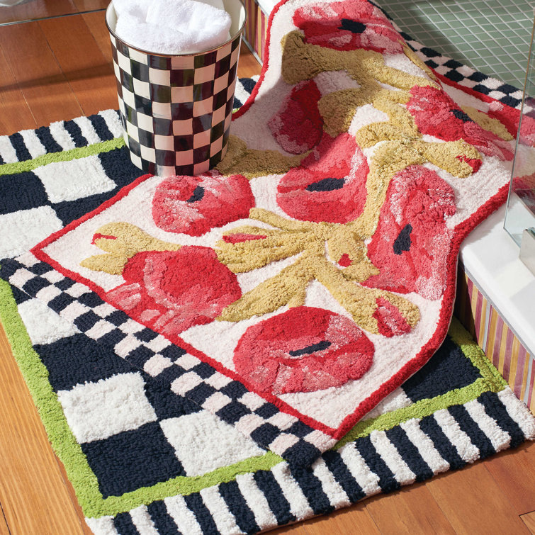 Courtly Check 21" x 34" Cotton Handmade Modern Bath Rug