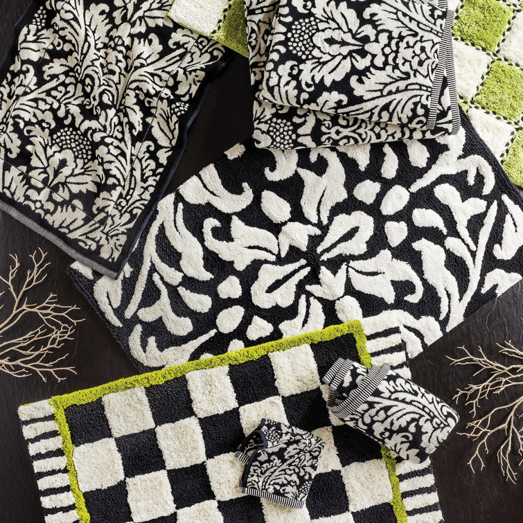 Courtly Check 21" x 34" Cotton Handmade Modern Bath Rug