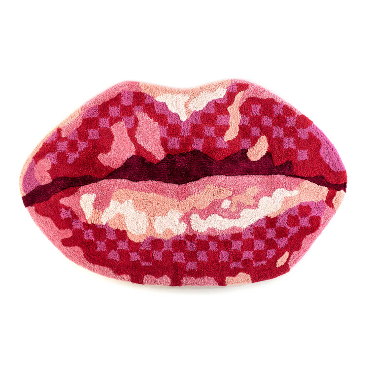 Pink and Red Lips Cotton Bath Rug
