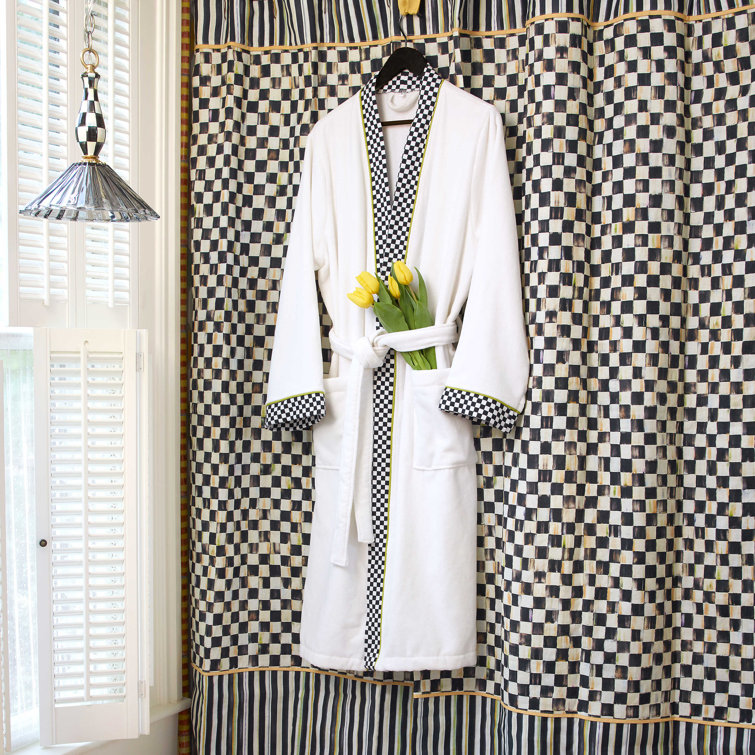 Courtly Check Black and White Cotton Shower Curtain