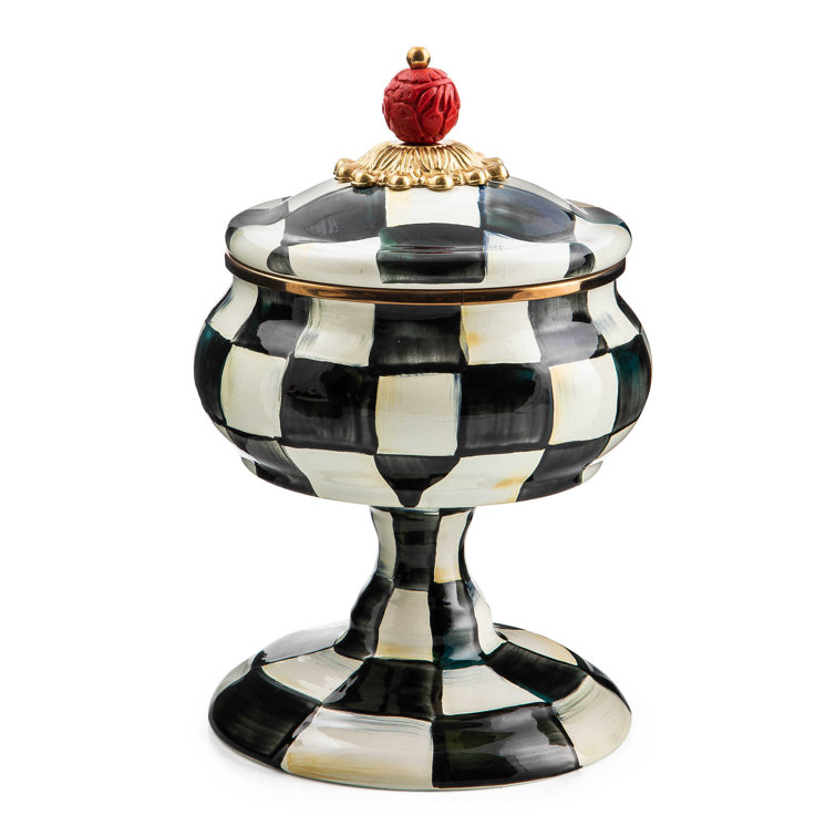 Courtly Check 20 oz Enamel Curiosity Pot with Brass Finial