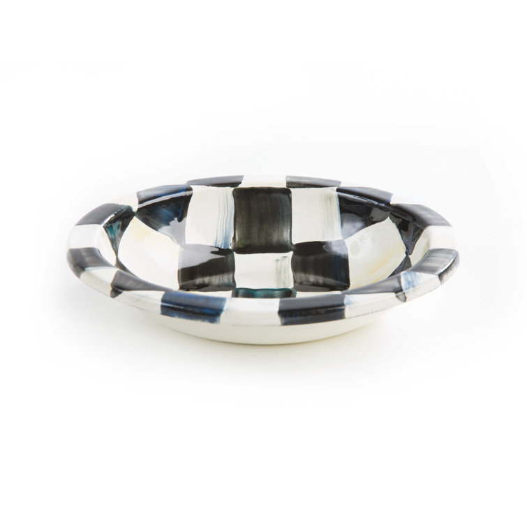 Black and White Checkered Ceramic Soap Dish
