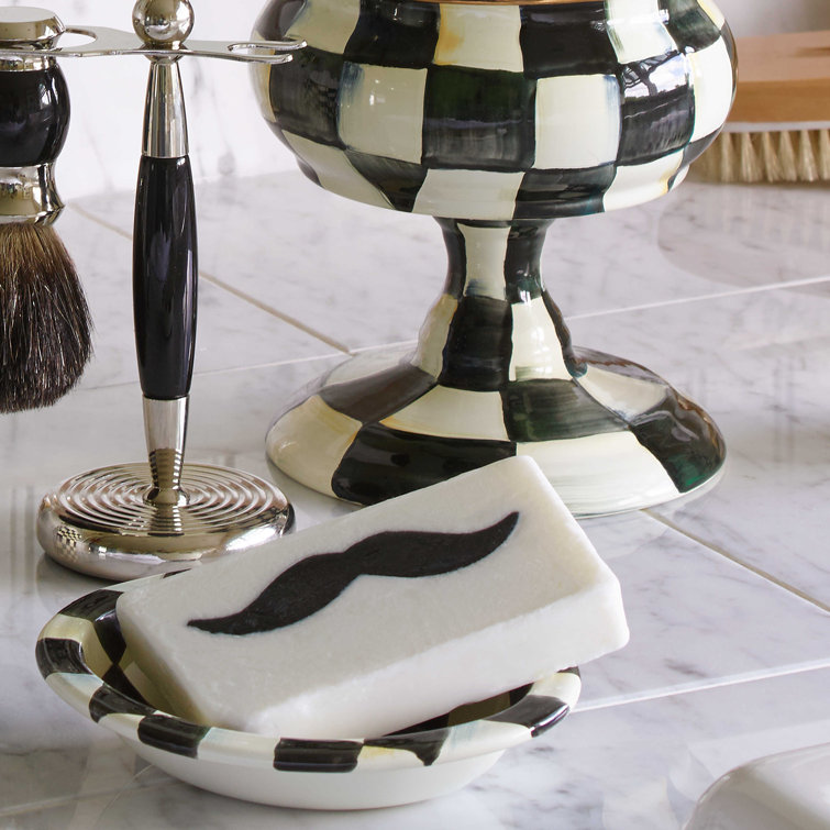 Black and White Checkered Ceramic Soap Dish