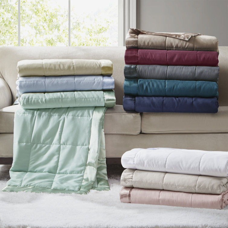 Full/Queen Blue Down Alternative Blanket with Satin Trim