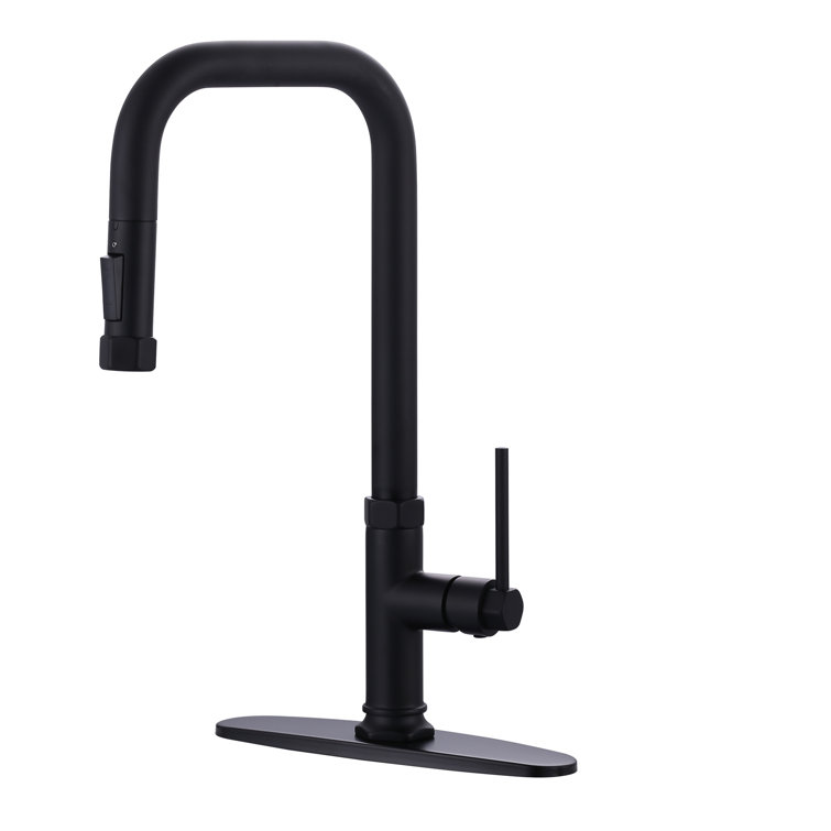 Matte Black Stainless Steel Pull-Out Spray Kitchen Faucet with Soap Dispenser