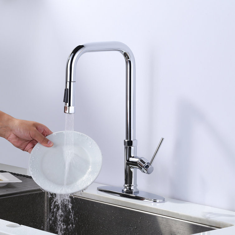 Polished Chrome Single Handle Pull Down Kitchen Faucet