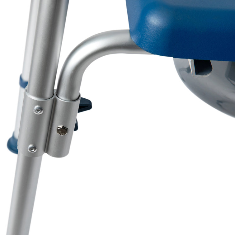 Blue and Gray Height Adjustable Multifunctional Commode and Shower Chair