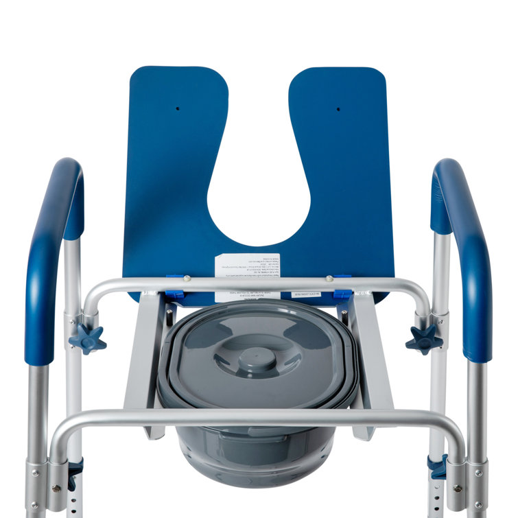 Blue and Gray Height Adjustable Multifunctional Commode and Shower Chair