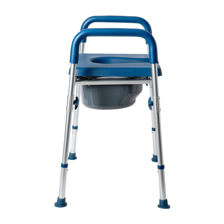 Blue and Gray Height Adjustable Multifunctional Commode and Shower Chair