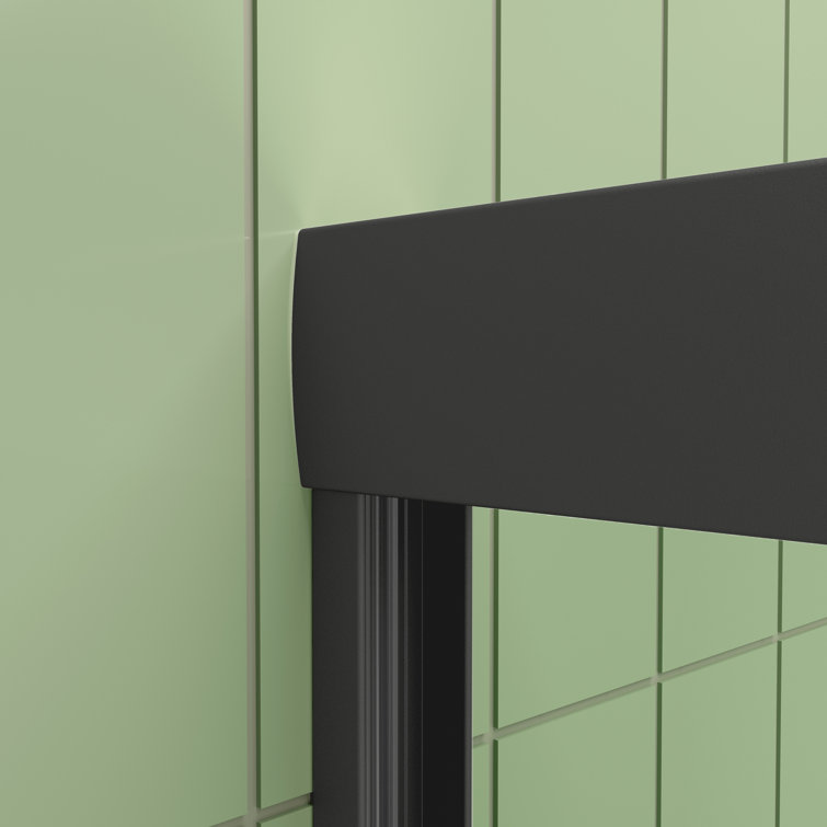 Matte Black Semi-Frameless Sliding Shower Door with Clear Glass