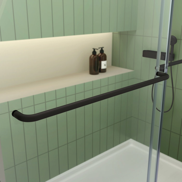 Matte Black Semi-Frameless Sliding Shower Door with Clear Glass