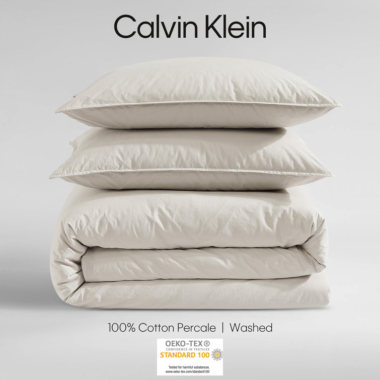 Light Beige King Cotton Duvet Cover Set with Shams