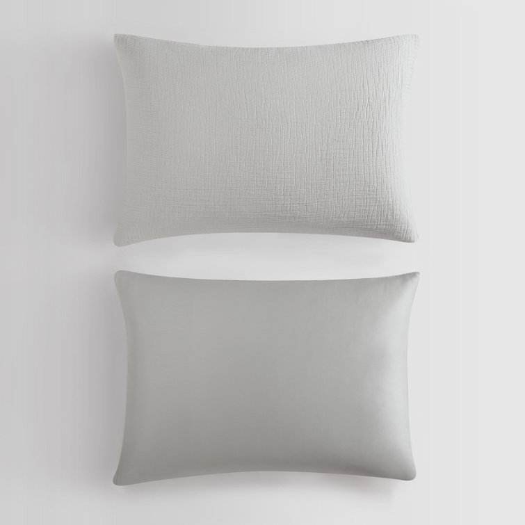 Gray Queen Cotton Crinkle Texture Duvet Cover Set