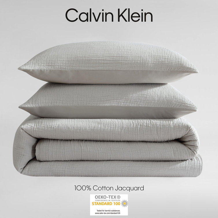 Gray Queen Cotton Crinkle Texture Duvet Cover Set