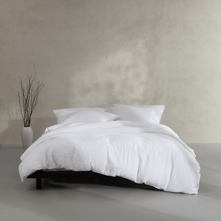 White Queen Cotton Duvet Cover Set with Shams