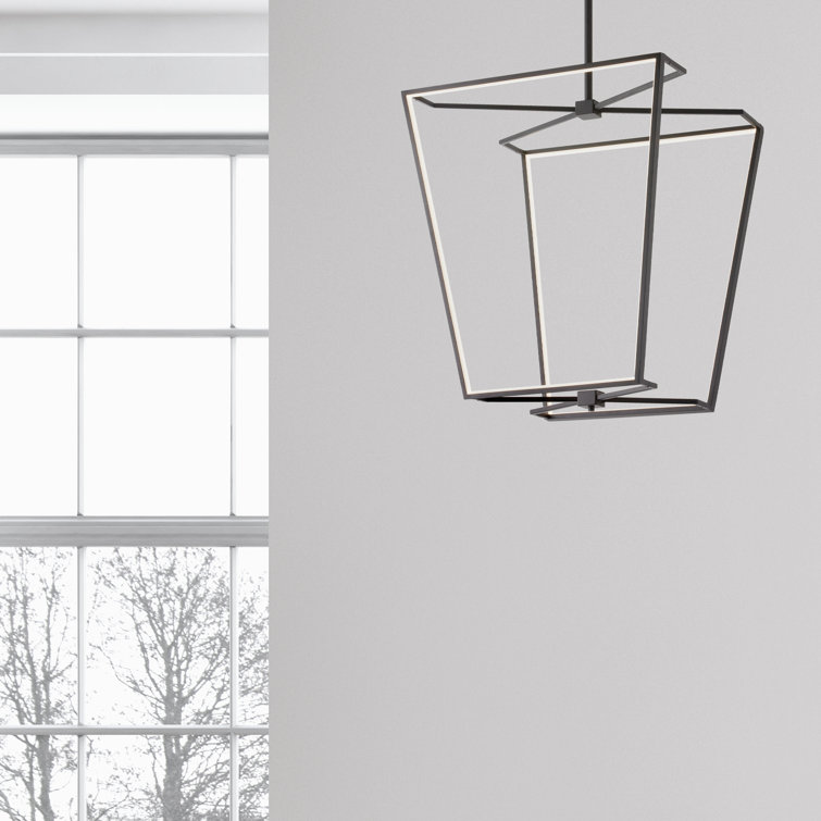 Modern Black LED Cage Ceiling Chandelier with Dimmable Light
