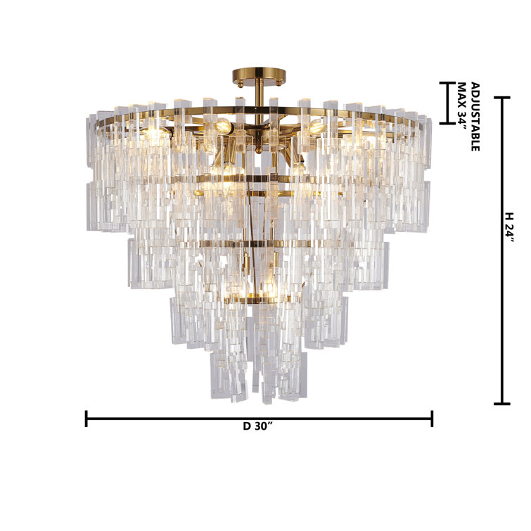 Antique Bronze Crystal Chandelier with Adjustable Rod