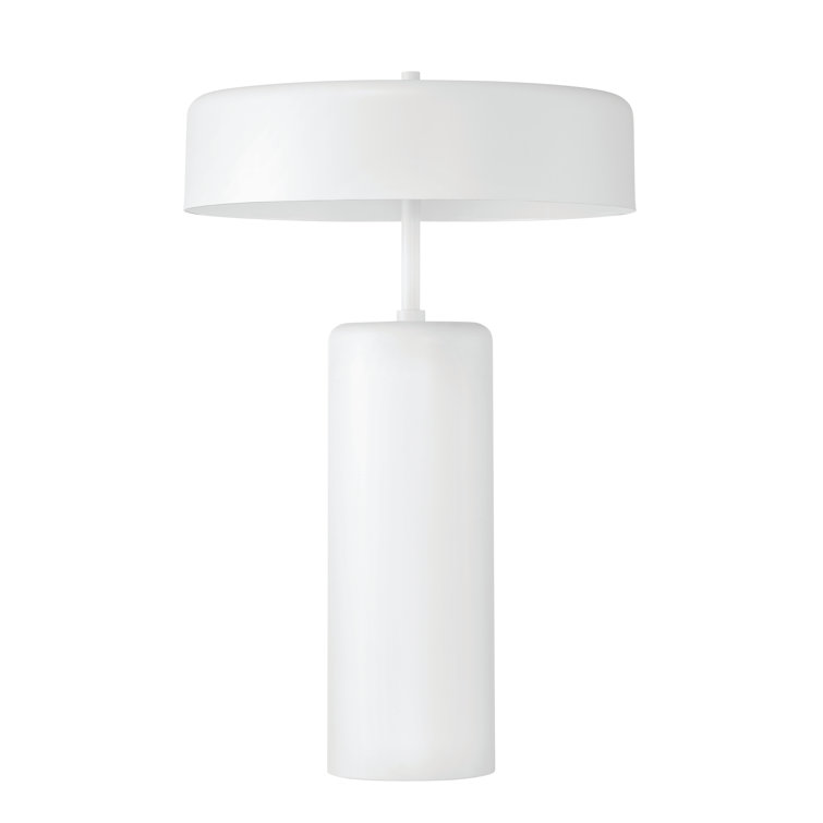 White Metal 3-Light Table Lamp with Drum Shade