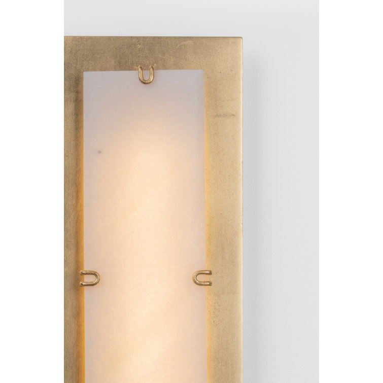 Vintage Gold Leaf LED Wall Sconce with Alabaster Shade