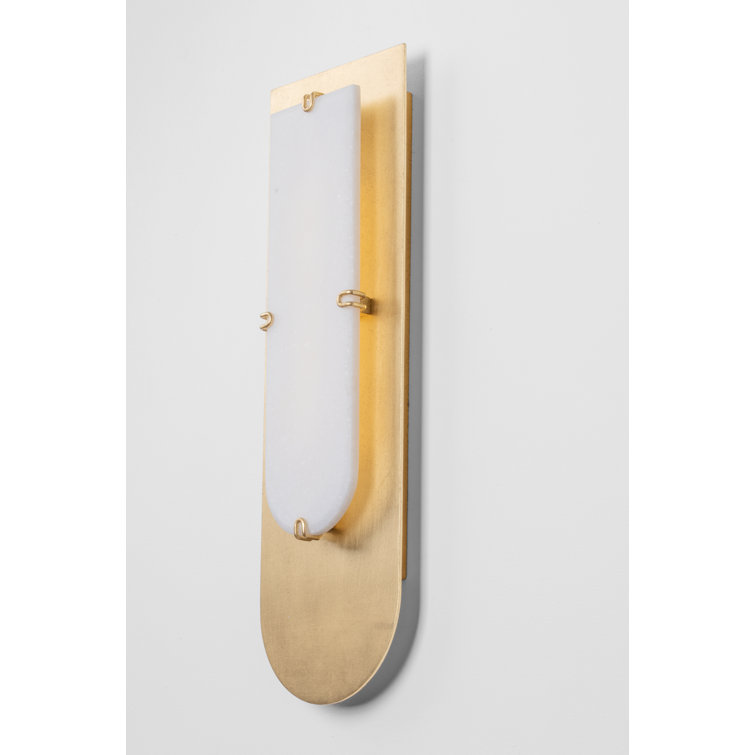 Vintage Gold Leaf LED Wall Sconce with Alabaster Shade