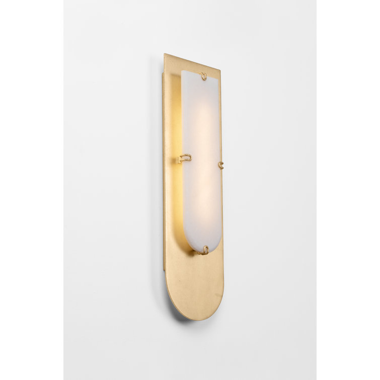 Vintage Gold Leaf LED Wall Sconce with Alabaster Shade