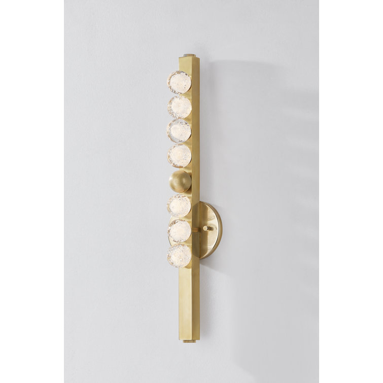 Vintage Brass Dimmable Sconce with Clear Crystal Shade