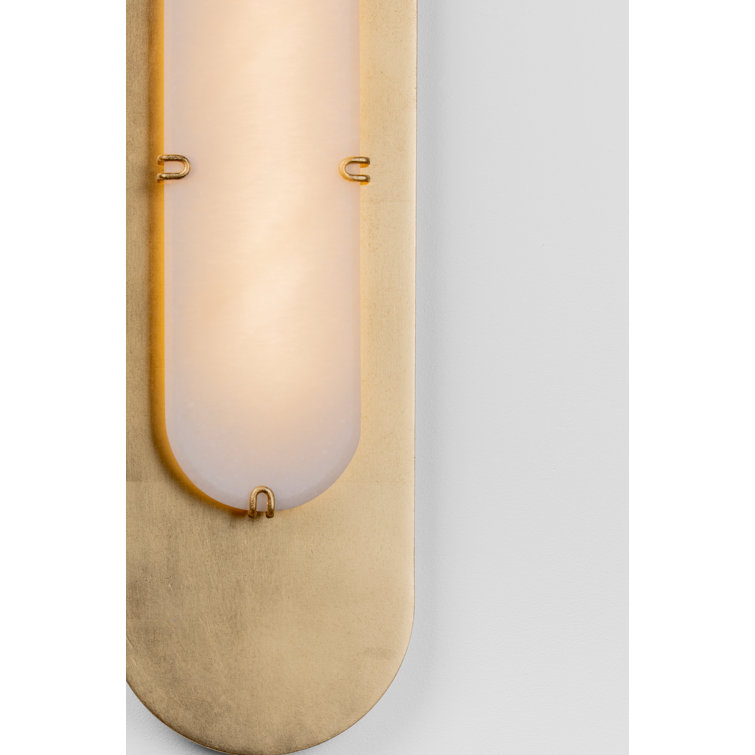 Vintage Gold Leaf LED Wall Sconce with Alabaster Shade