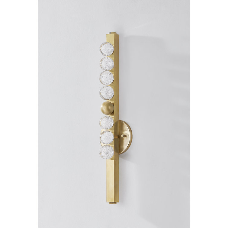 Vintage Brass Dimmable Sconce with Clear Crystal Shade