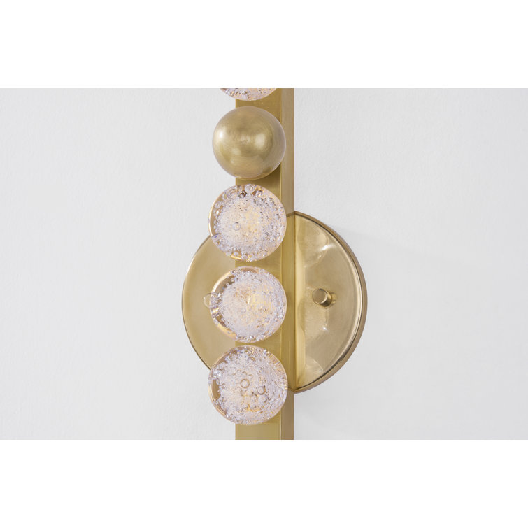 Vintage Brass Dimmable Sconce with Clear Crystal Shade