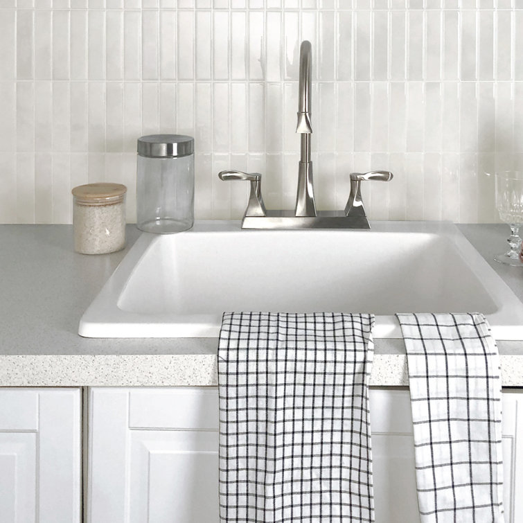 White-Grey Rectangular Peel and Stick Gel Backsplash Tile