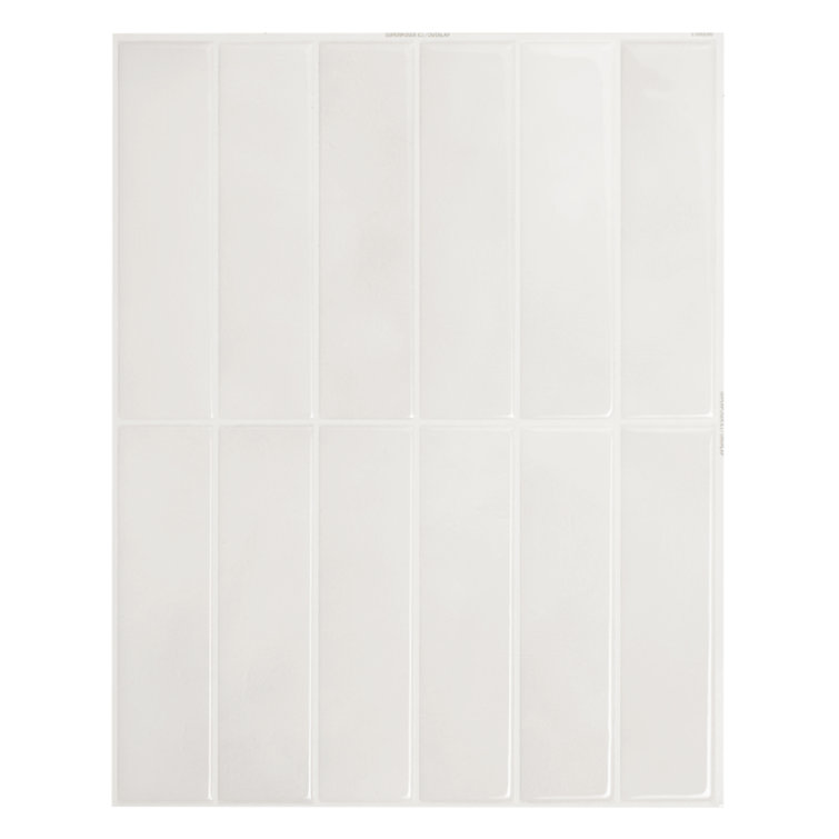White-Grey Rectangular Peel and Stick Gel Backsplash Tile